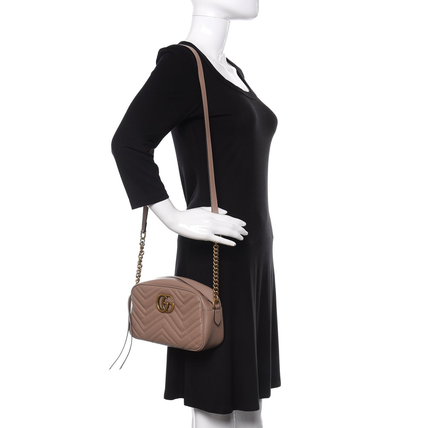Calfskin Matelasse Small GG Marmont Chain Shoulder Bag Porcelain Rose