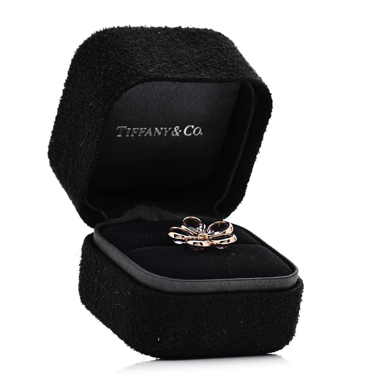 18K Rose Gold Diamond Amethyst Sparklers Flower Ring 46 3.75