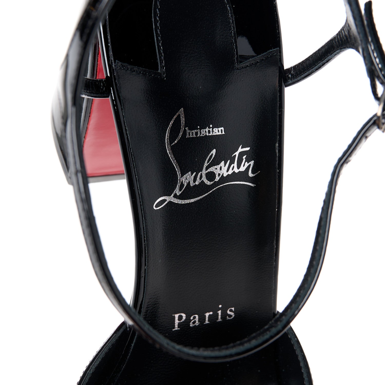 Christian Louboutin Patent 85 Jane Ankle Strap Pumps 38 Black 7 of 7