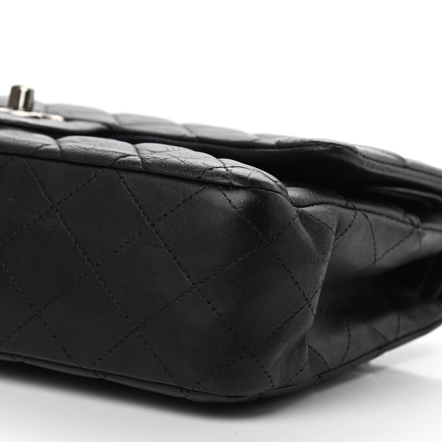 Lambskin Quilted Medium Double Flap Black