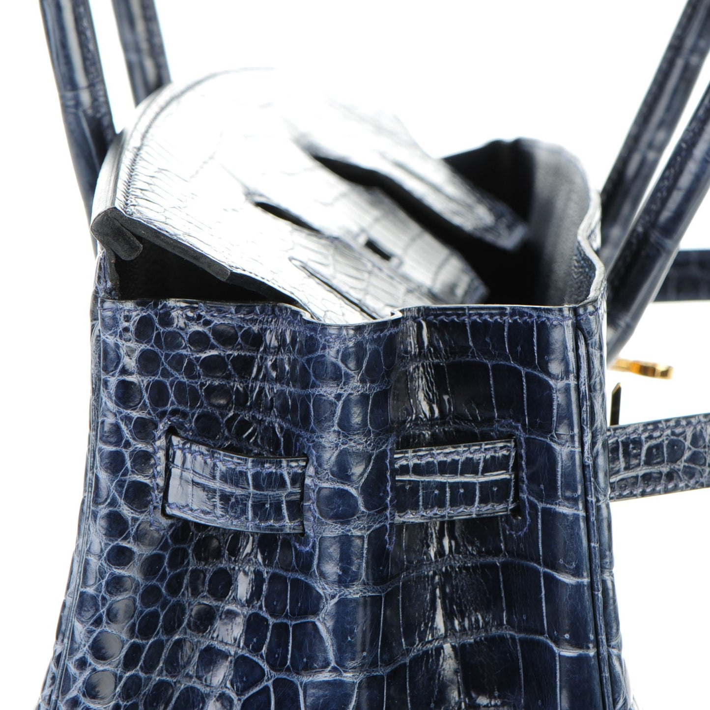 Shiny Porosus Crocodile Birkin 35 Bleu Abysse
