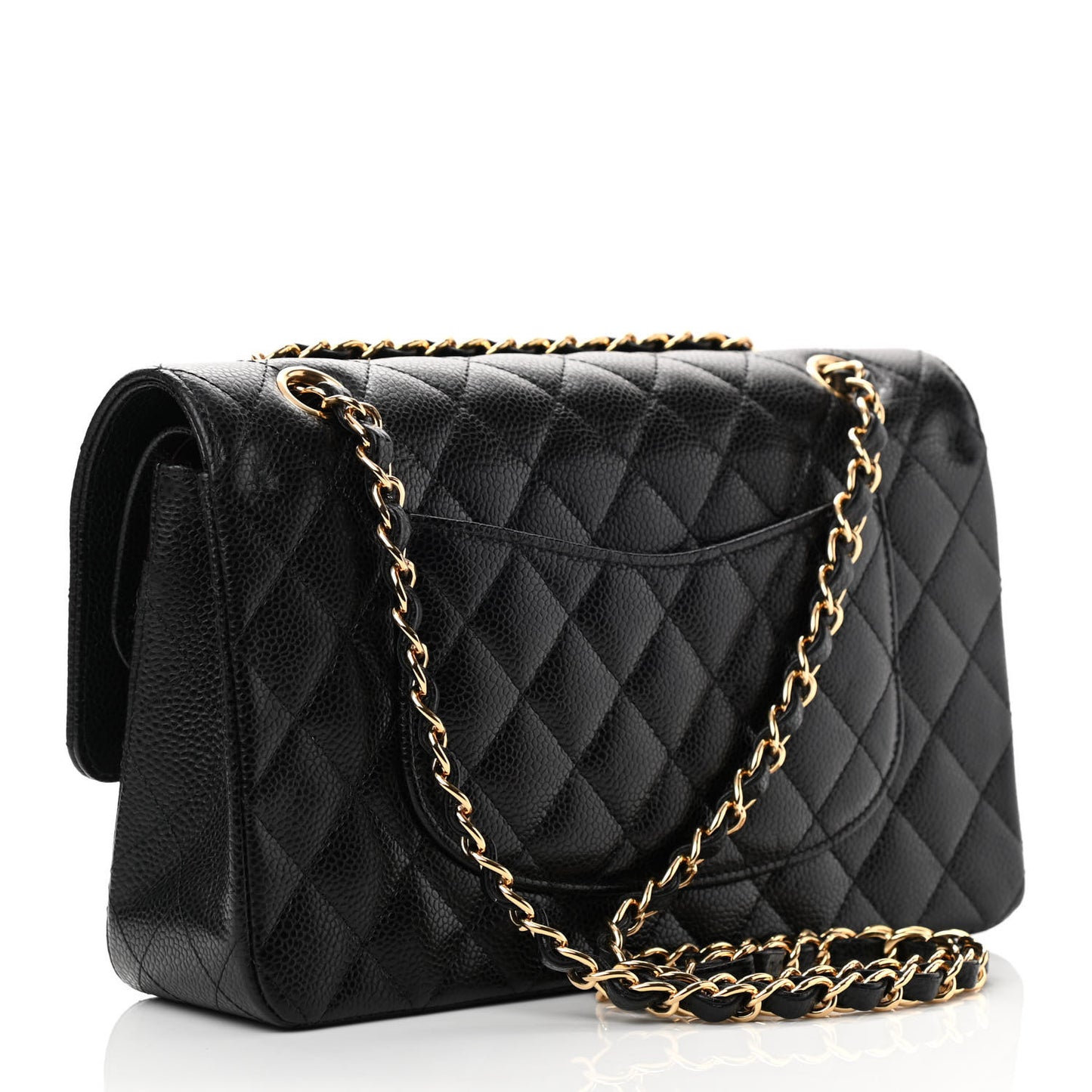Caviar Quilted Medium Double Flap Black