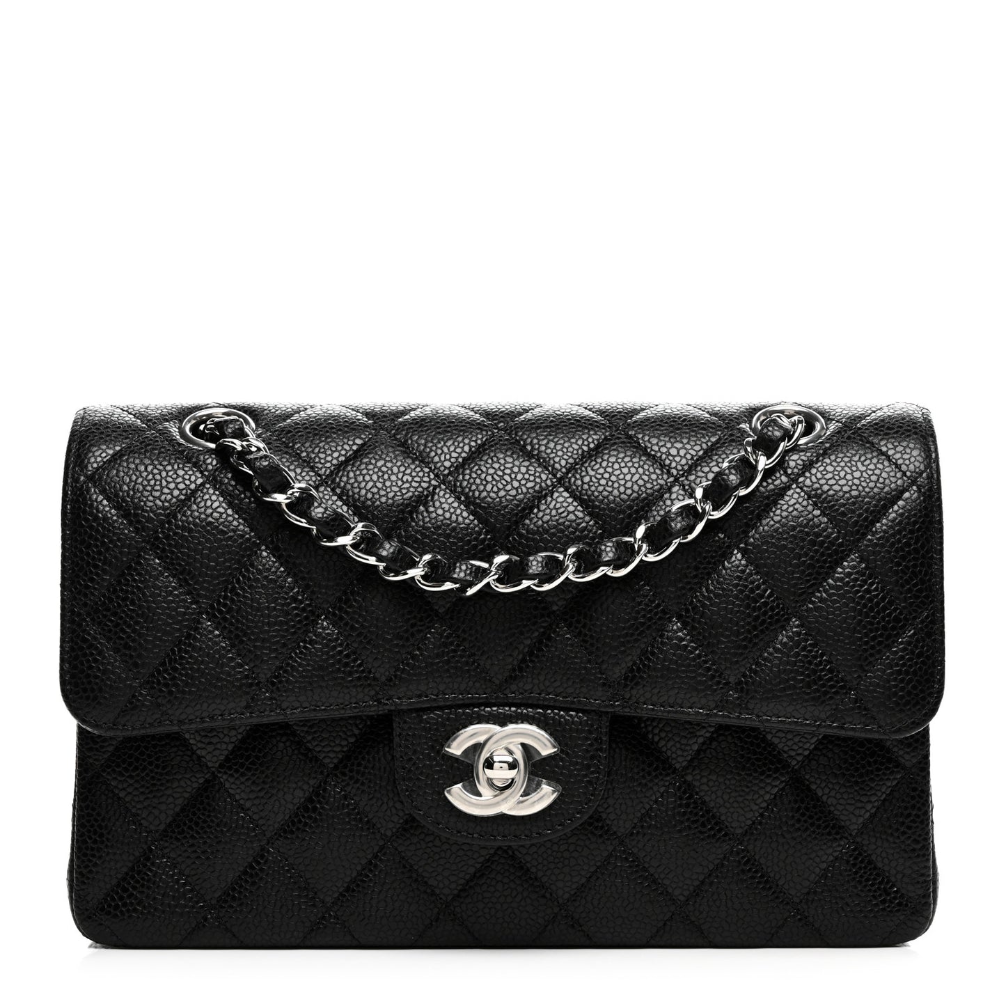 Caviar Quilted Small Double Flap Black