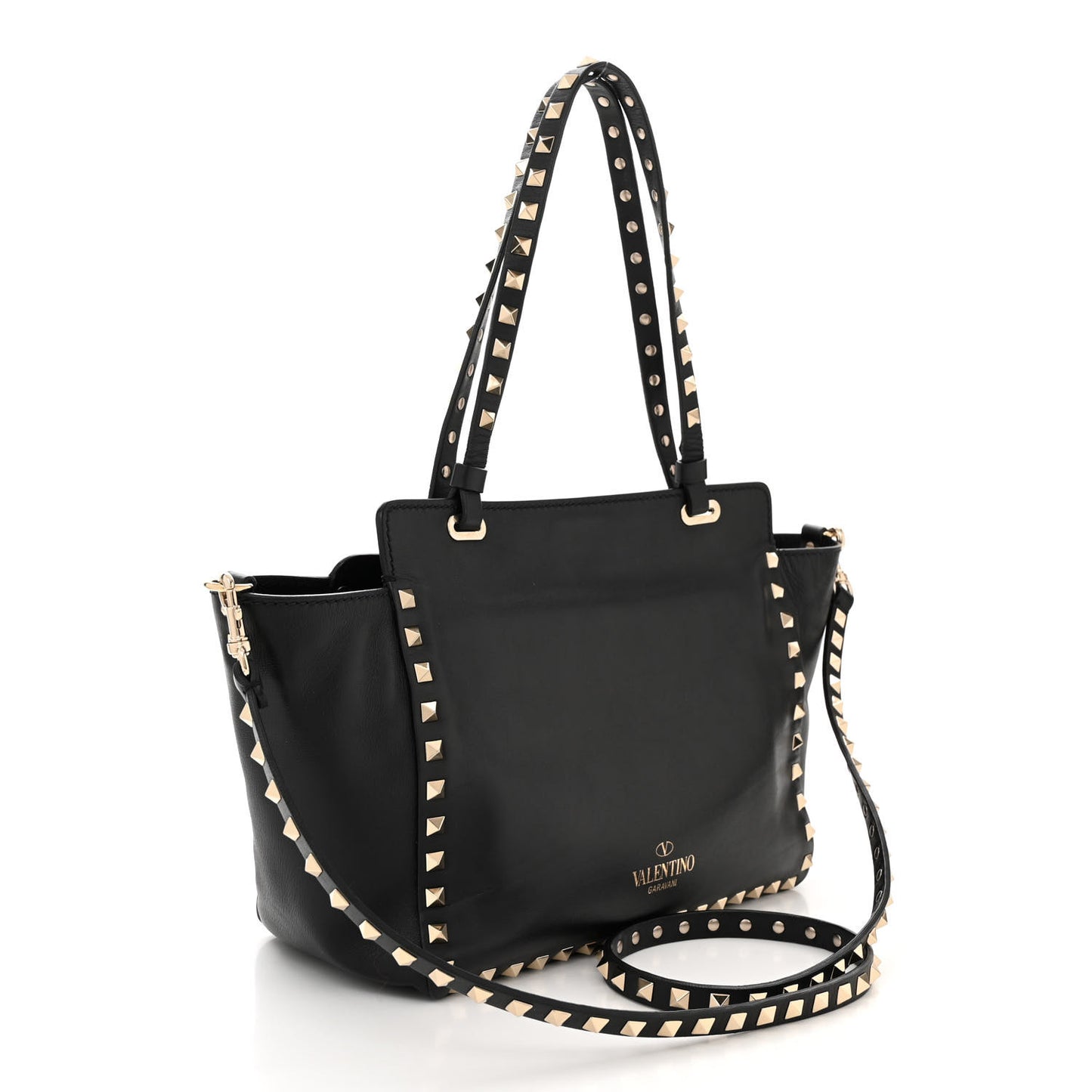 Vitello Small Rockstud Tote Black