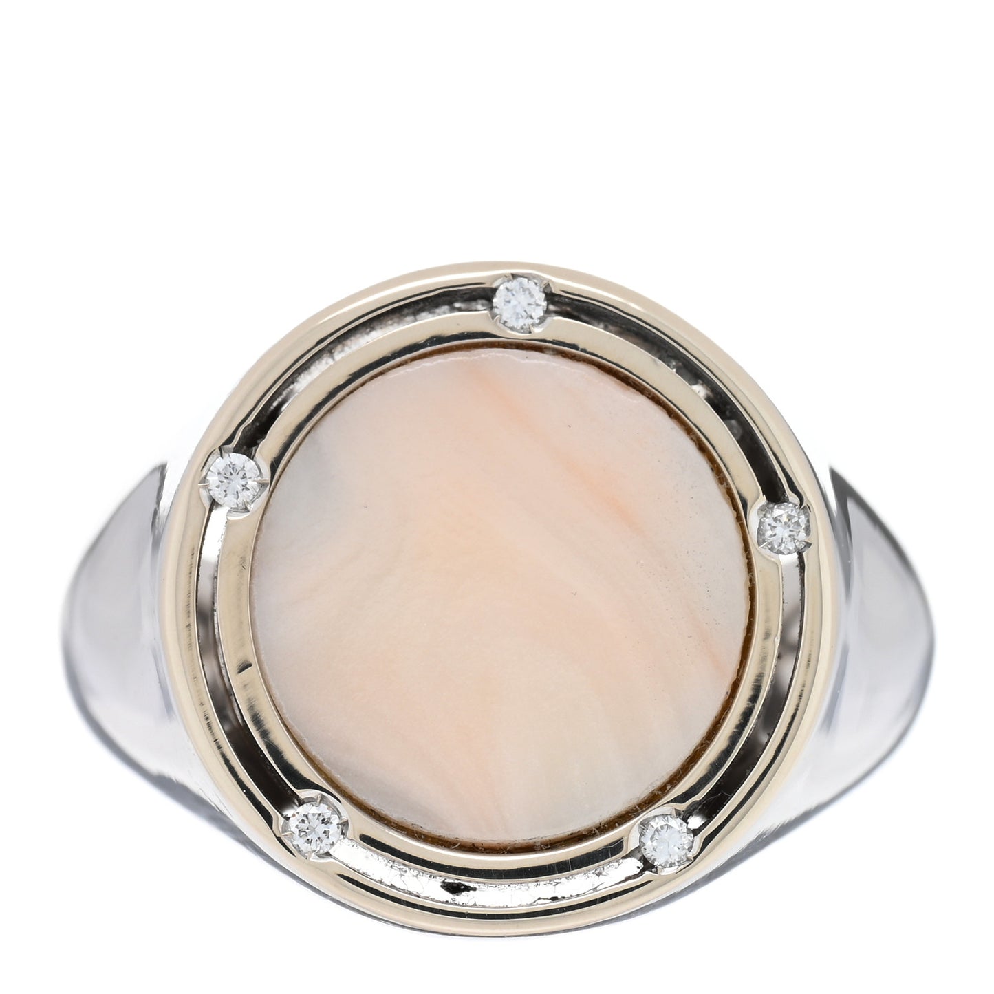 X BRAD PITT 18K White Gold Diamond Coral D.Side Ring 55 7.25