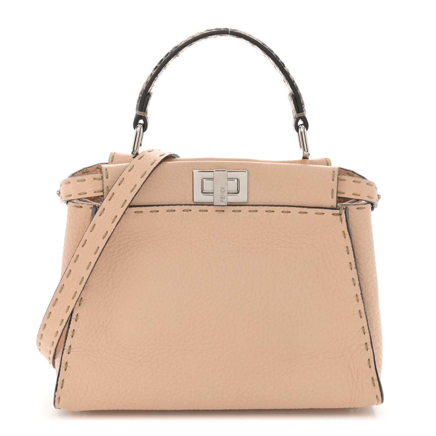 Cuoio Romano Snakeskin Selleria Mini Peekaboo Iconic Satchel Plaster