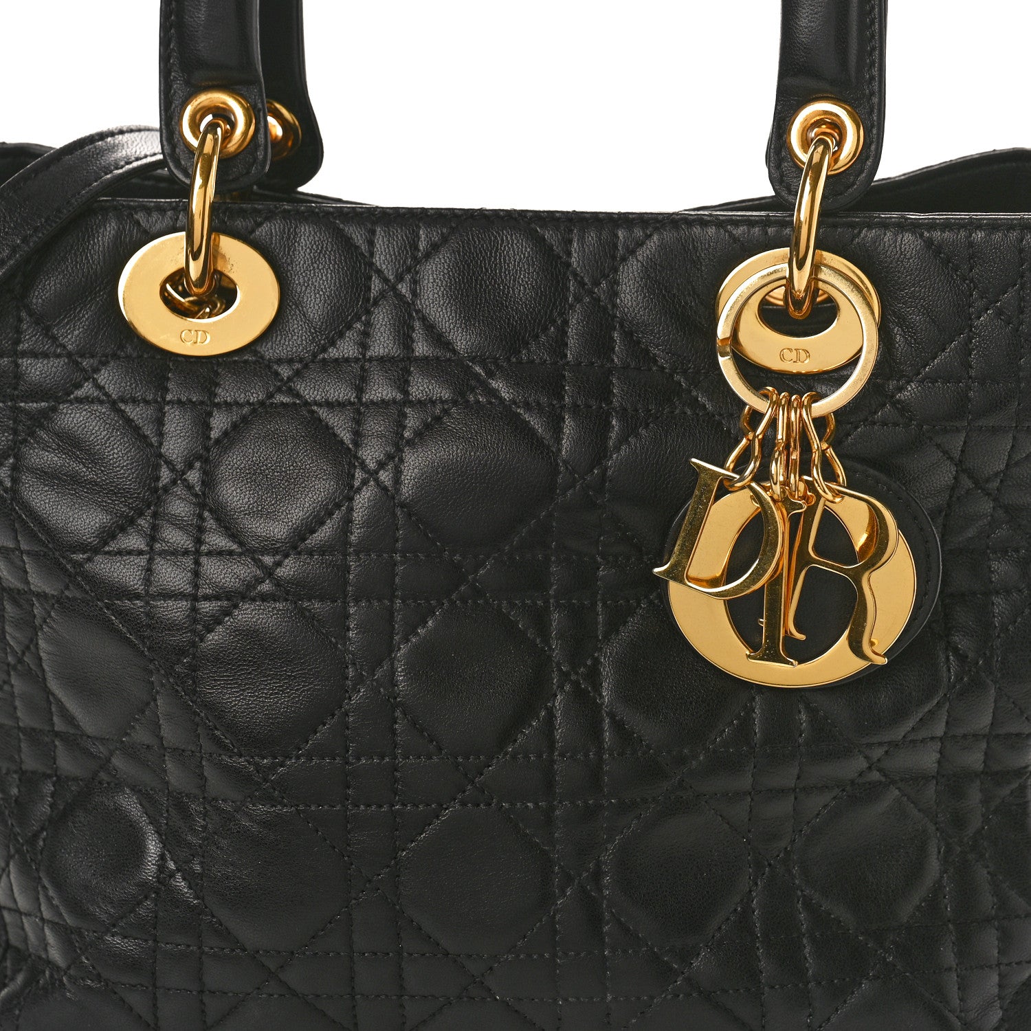 Christian Dior CHRISTIAN DIOR Lambskin Cannage Medium Lady Dior Black 8 of 11