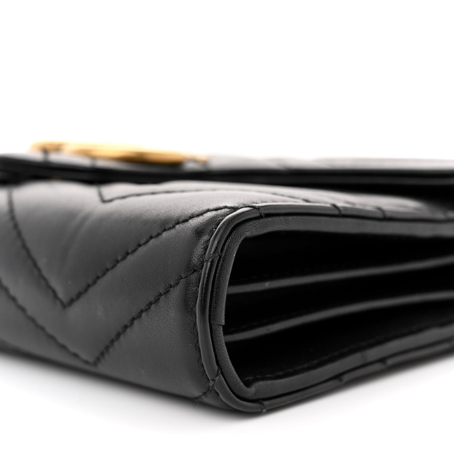 Calfskin Matelasse GG Marmont Chain Wallet Black