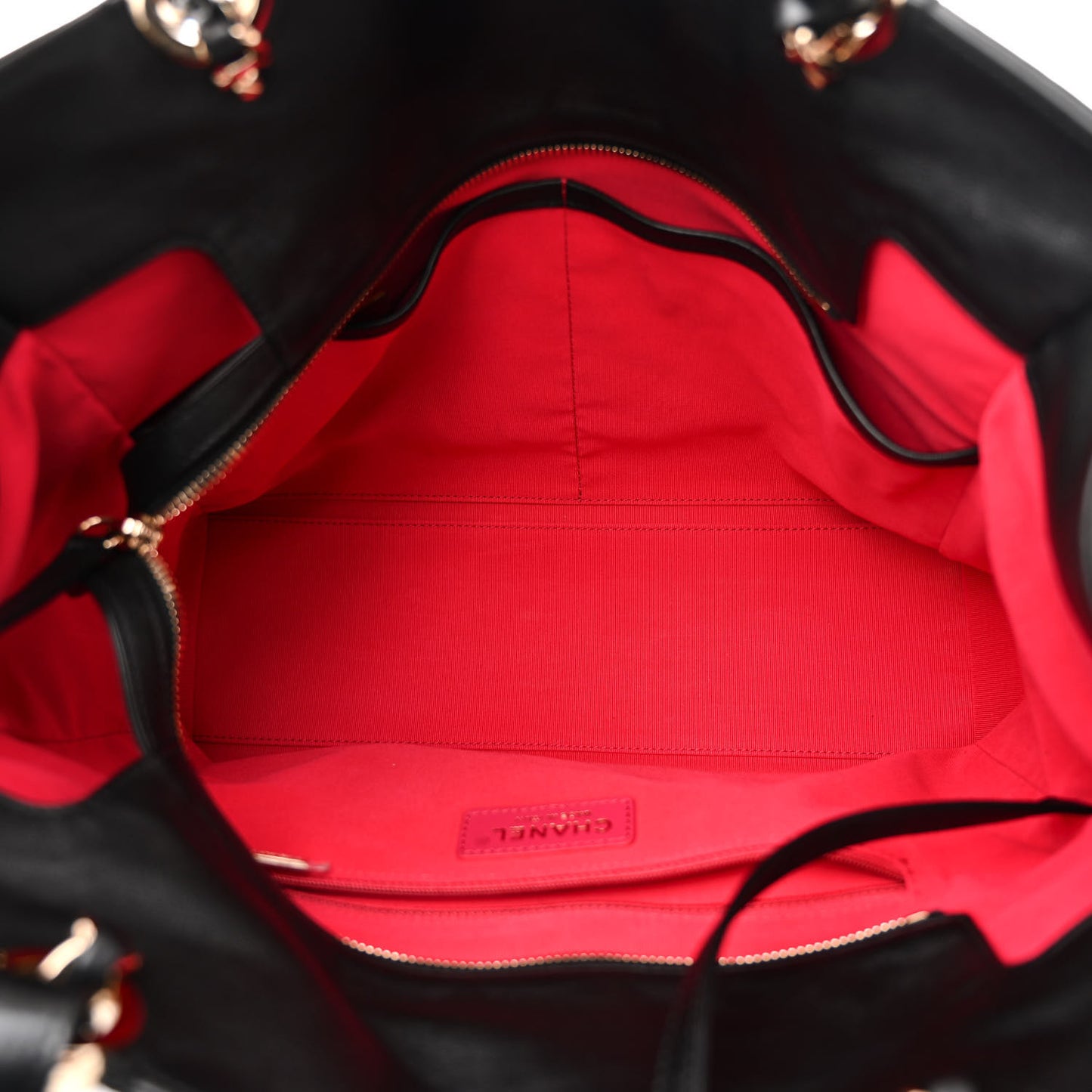 Calfskin CC Zipped Shopping Tote Black