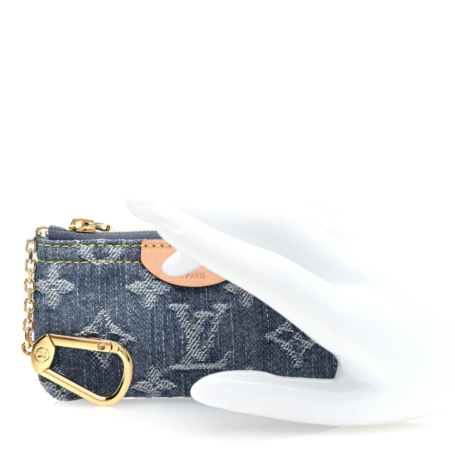 Monogram Denim Key Pouch Denim Blue