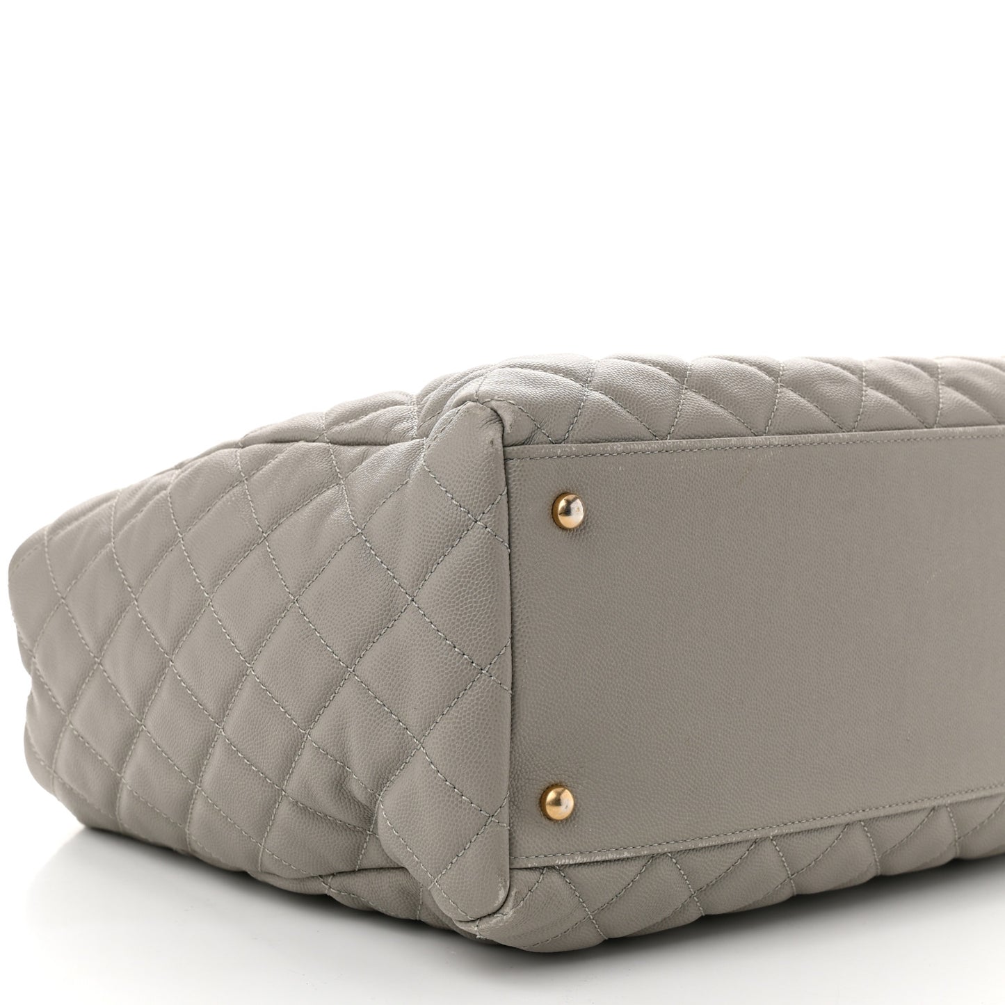 Caviar Quilted Large Coco Handle Shopping Tote Grey