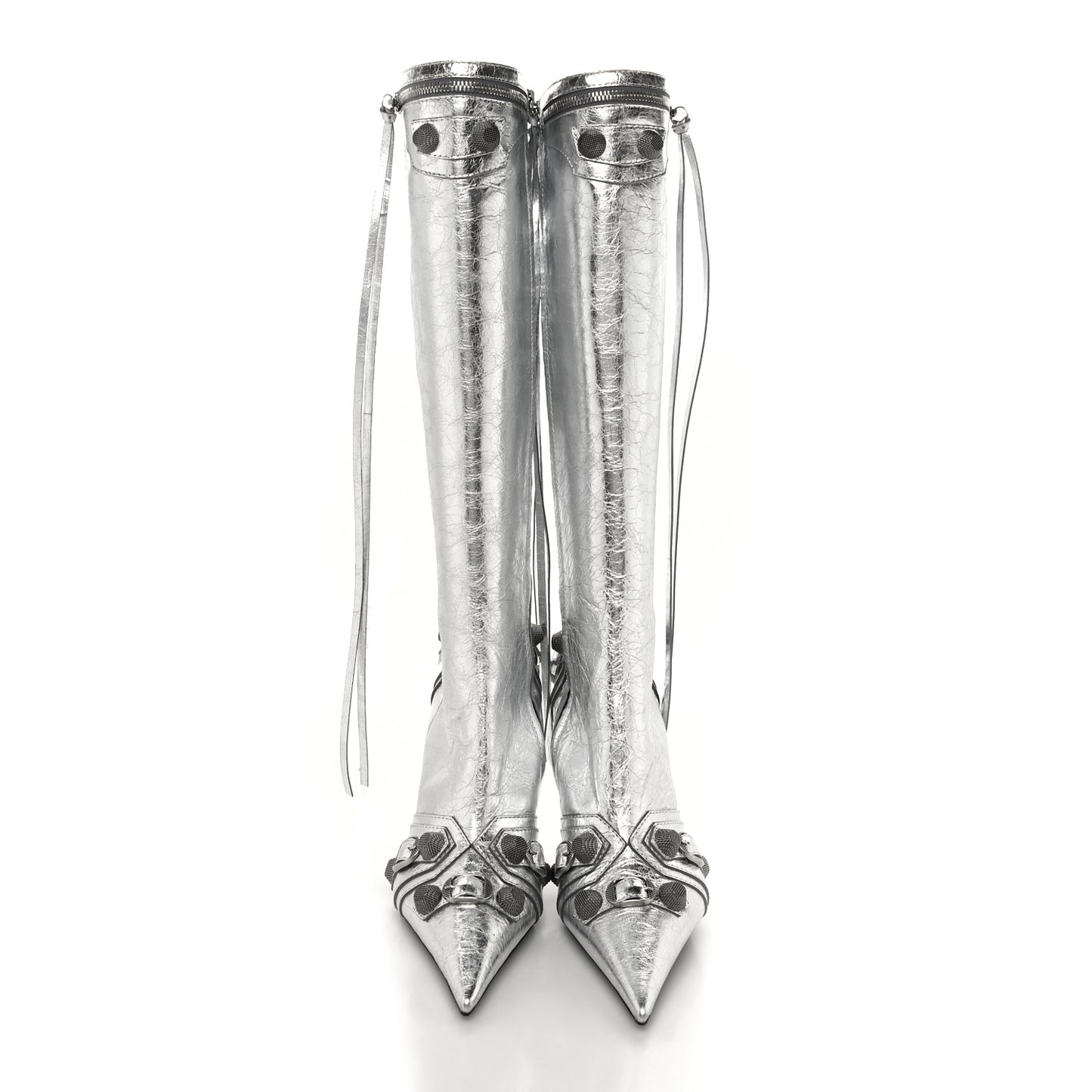 Metallic Agneau Arena Cagole 90mm Boots 37 Silver