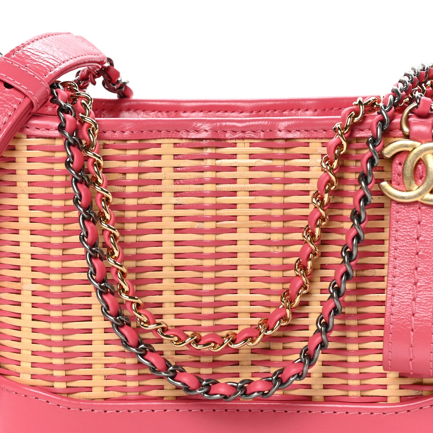 Rattan Calfskin Small Gabrielle Hobo Beige Pink
