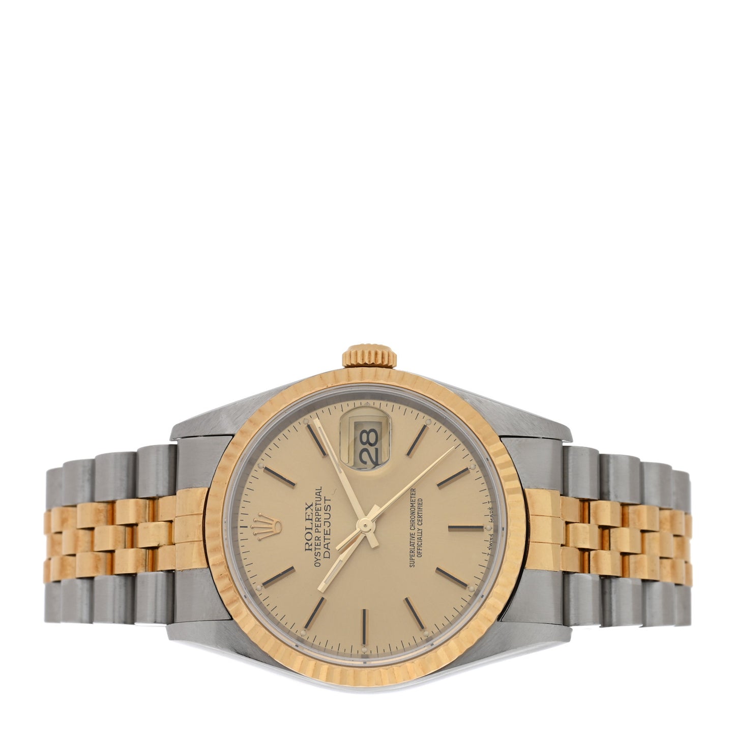 Stainless Steel 18K Yellow Gold 36mm Oyster Perpetual Datejust Watch Champagne 16233