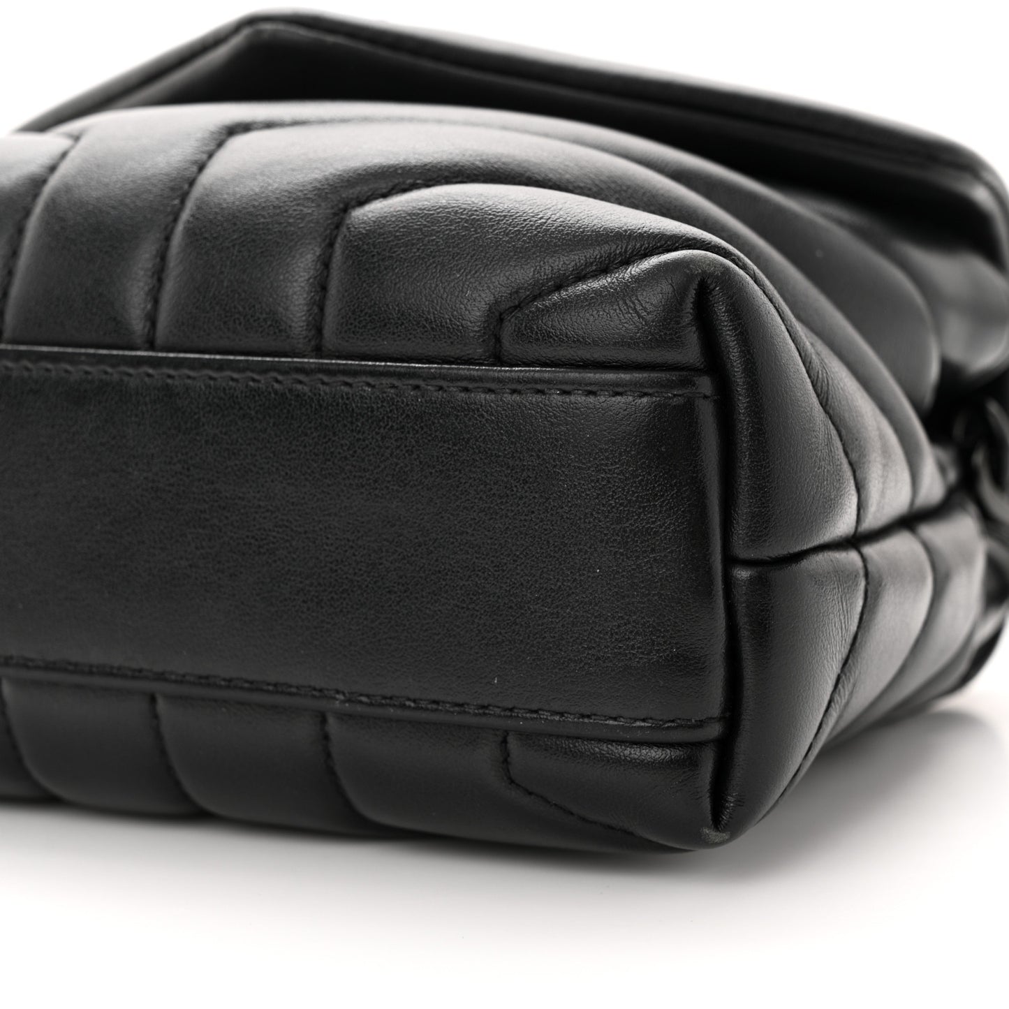 Calfskin Y Quilted Monogram Monochrome Toy Loulou Crossbody Bag Black