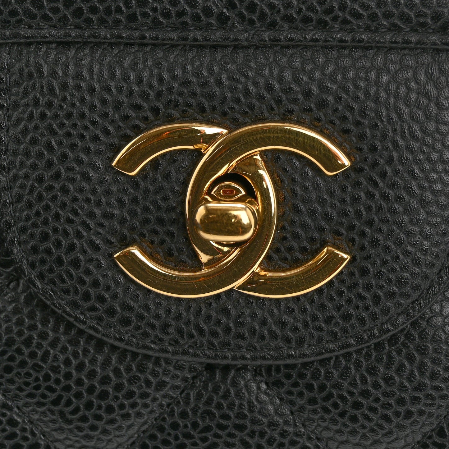 Caviar Quilted Jumbo Double Flap Black