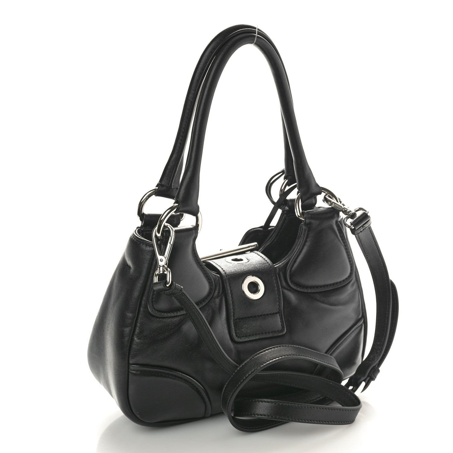 Prada Nappa Soft Padded Re-Edition 2002 Moon Bag Black 2 of 9