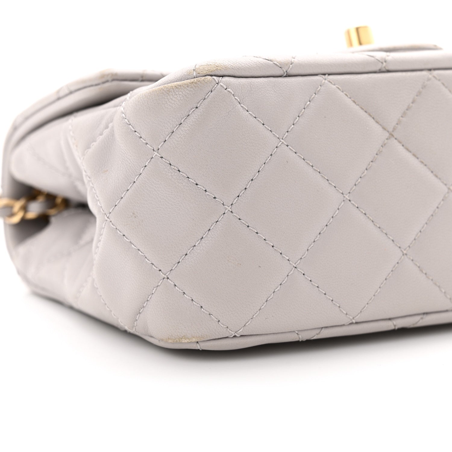 Chanel Lambskin Quilted Mini Pearl Crush Flap Light Grey 9 of 15