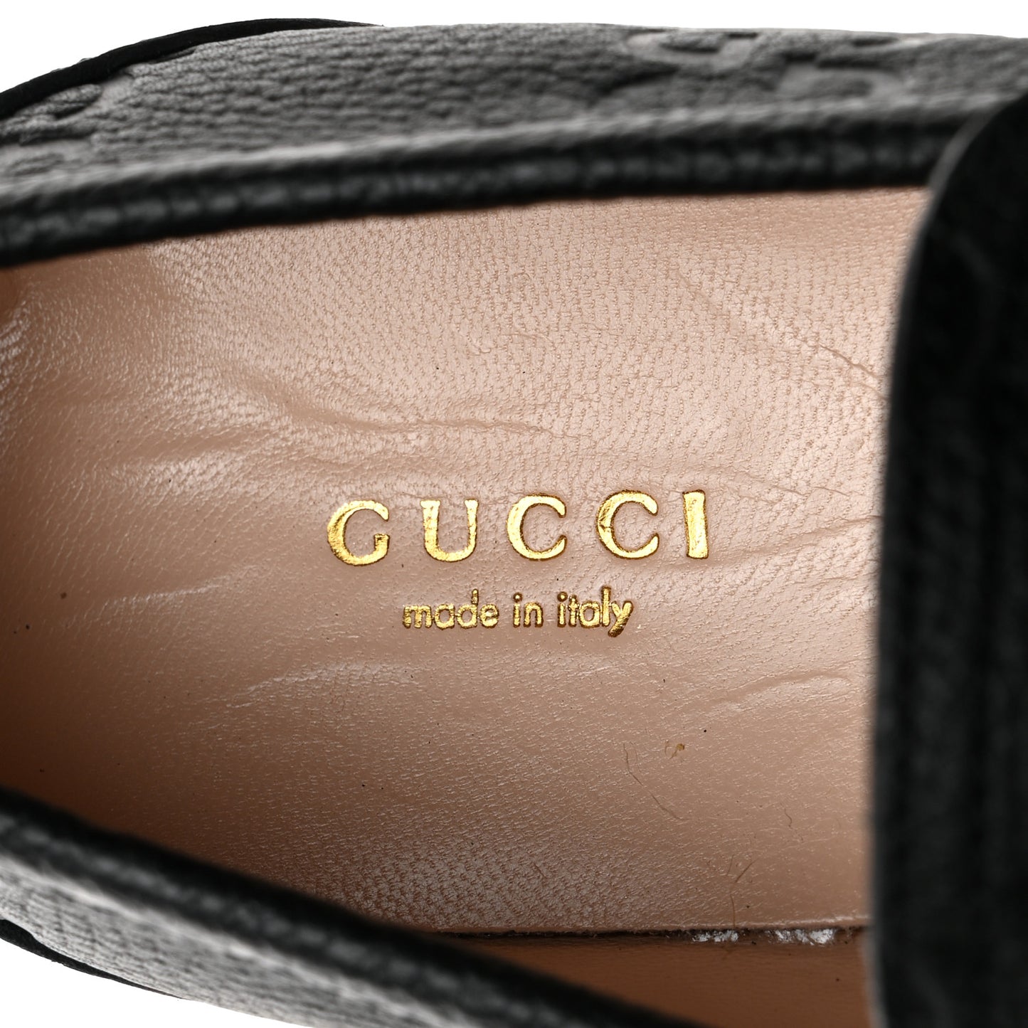 Piuma Calfskin GG Embossed Womens Horsebit Rock 20mm Loafers 39.5 Black