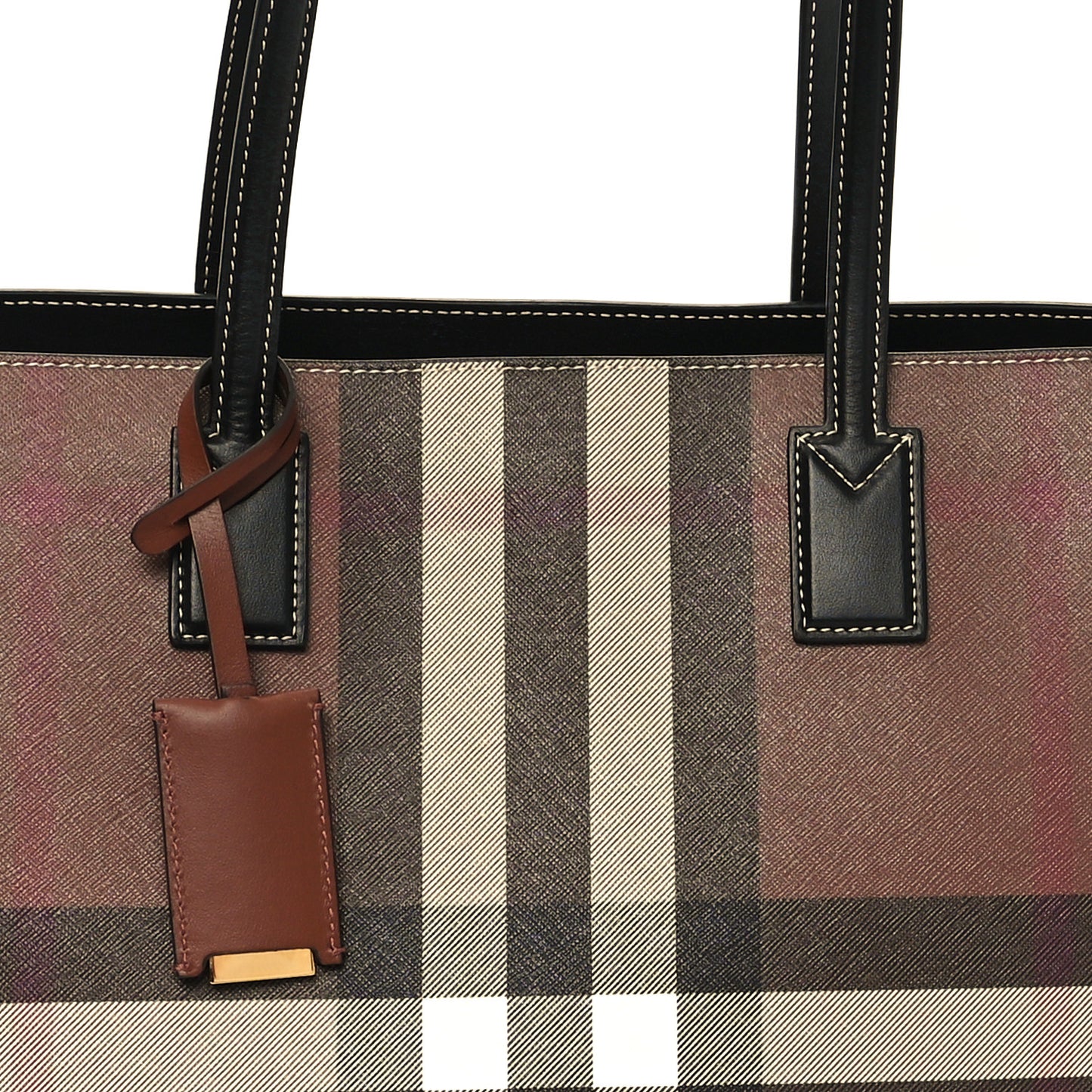 E-Canvas Check Medium Soft TB Tote Dark Birch Brown