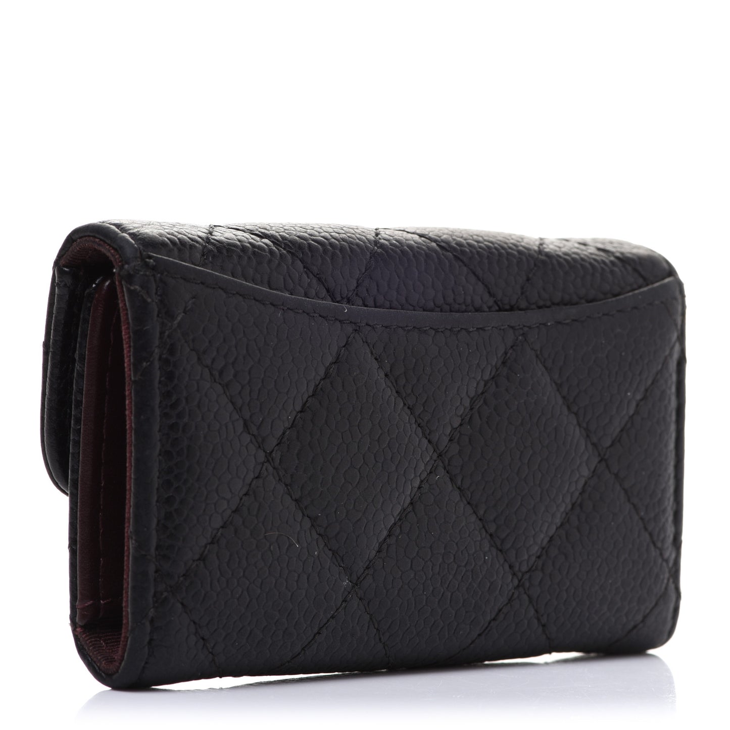 Caviar Quilted 6 Key Holder Black