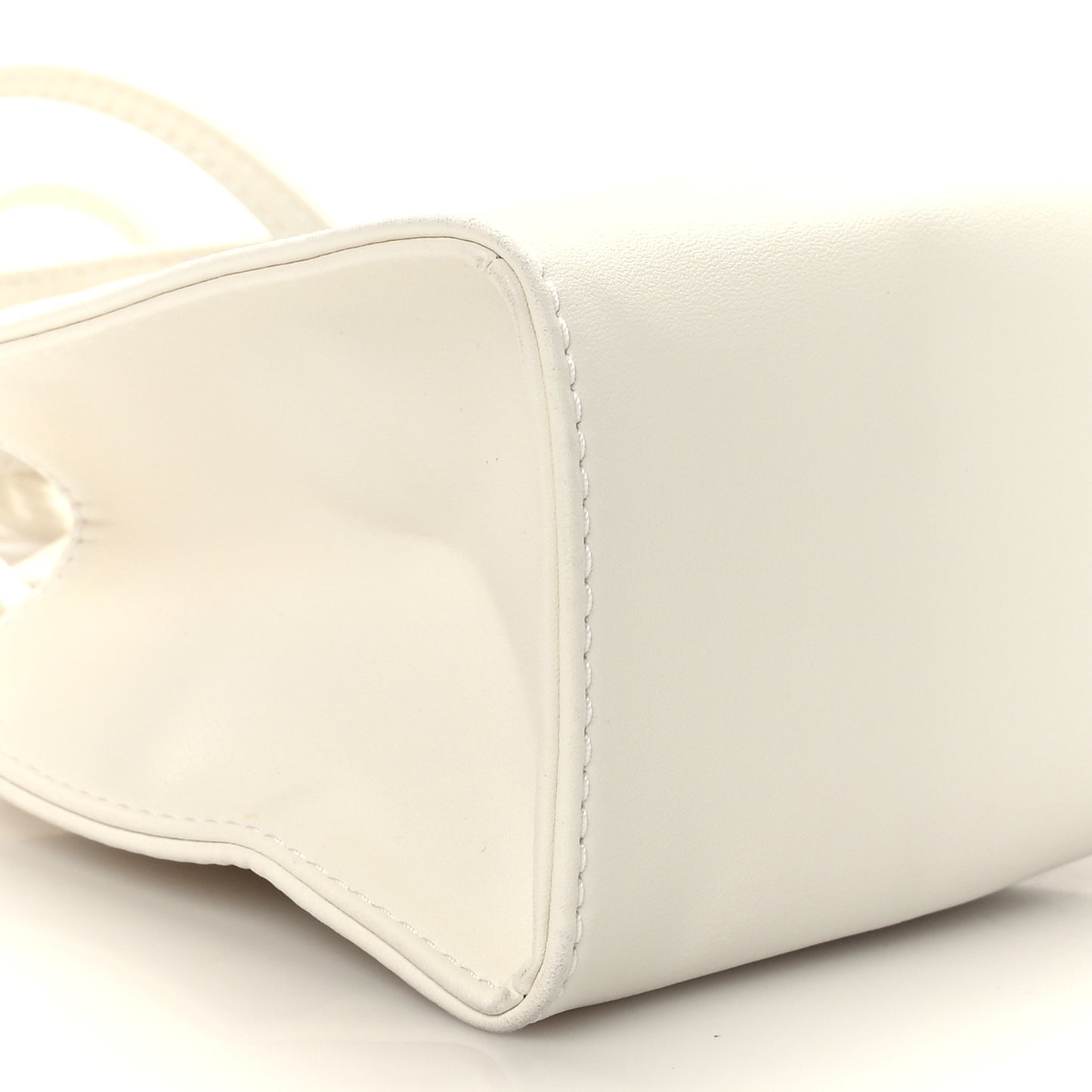 Vegan Leather Small Shopping Bag White