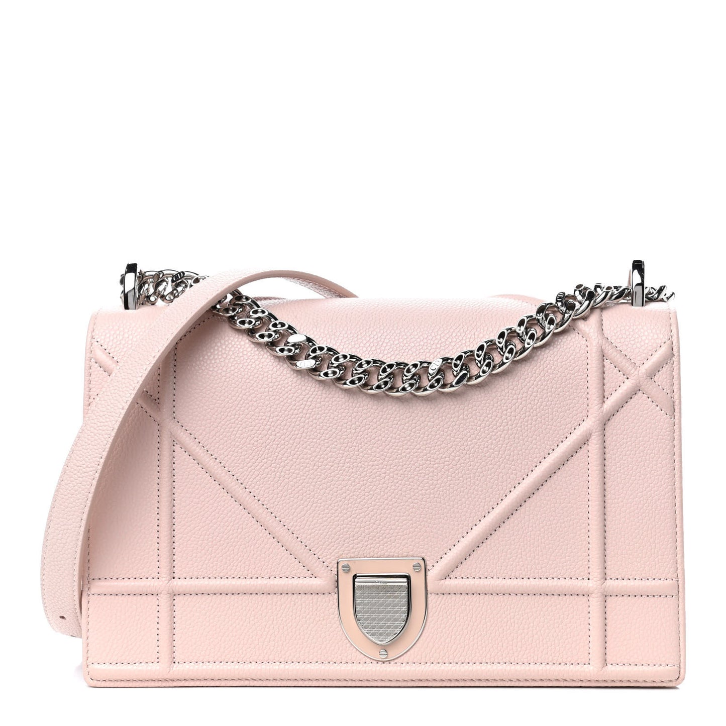 Grained Calfskin Cannage Medium Diorama Flap Bag Rose Poudre
