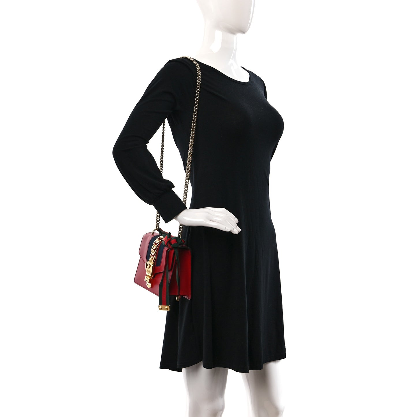 Calfskin Mini Sylvie Chain Shoulder Bag Hibiscus Red