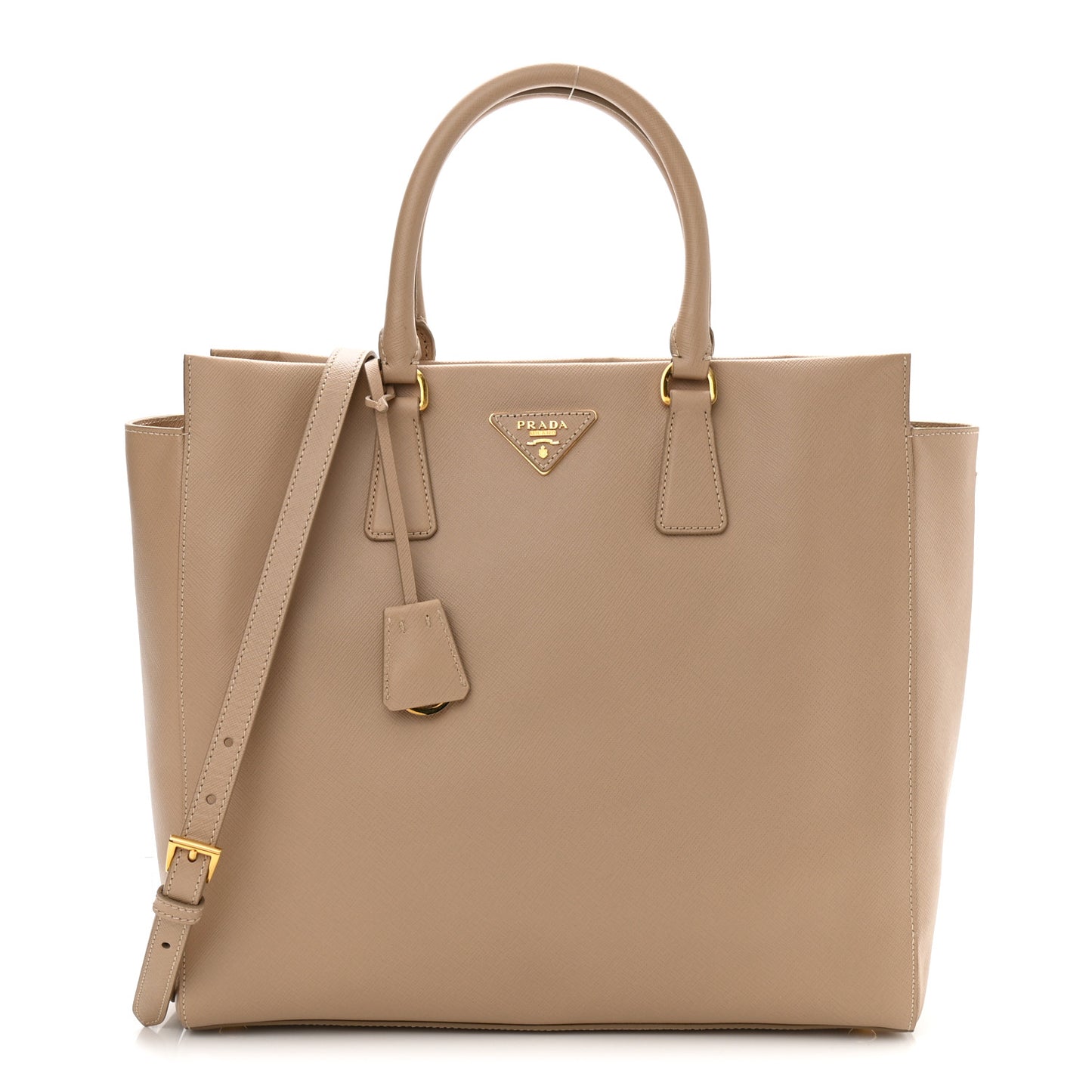 Saffiano Lux Double Handle Shopping Tote Sabbia