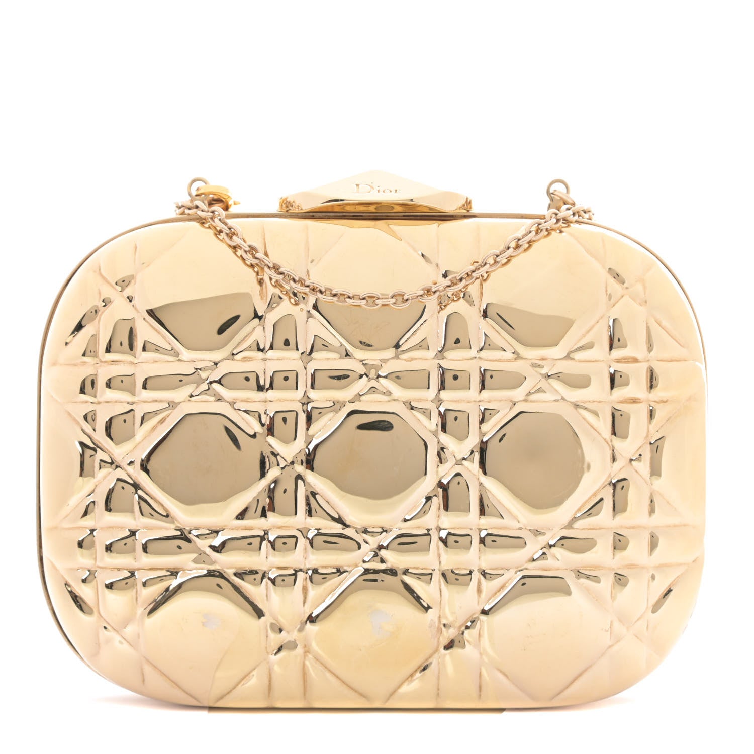 Christian Dior Metal Cannage Clutch Bag Gold 743654 – FASHIONPHILE