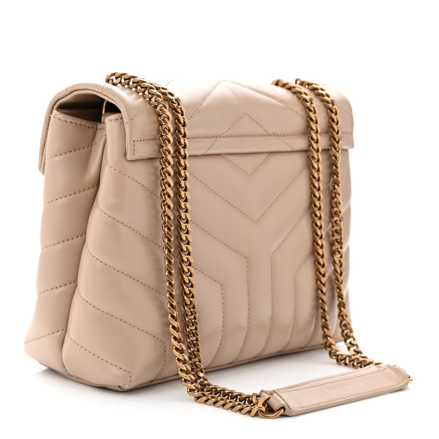 Calfskin Y Quilted Monogram Small Loulou Chain Satchel Dark Beige