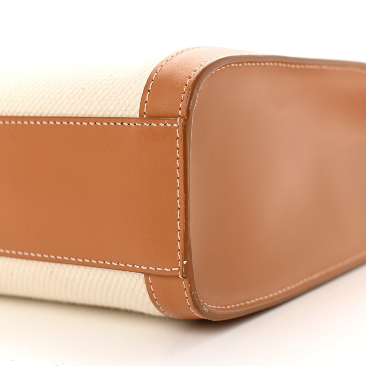 Canvas Calfskin Logo Print Small Vertical Cabas Natural Tan