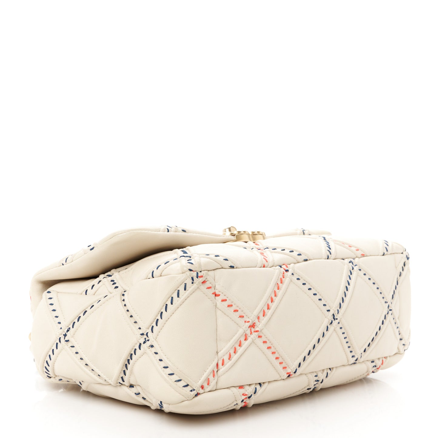 Lambskin Mixed Fibers Quilted Medium Chanel 19 Flap Beige
