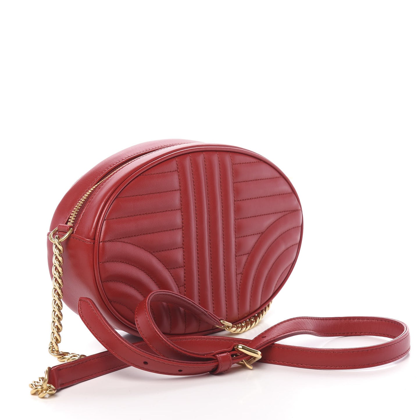 Soft Calfskin Impunture Diagramme Oval Crossbody Bag Fuoco