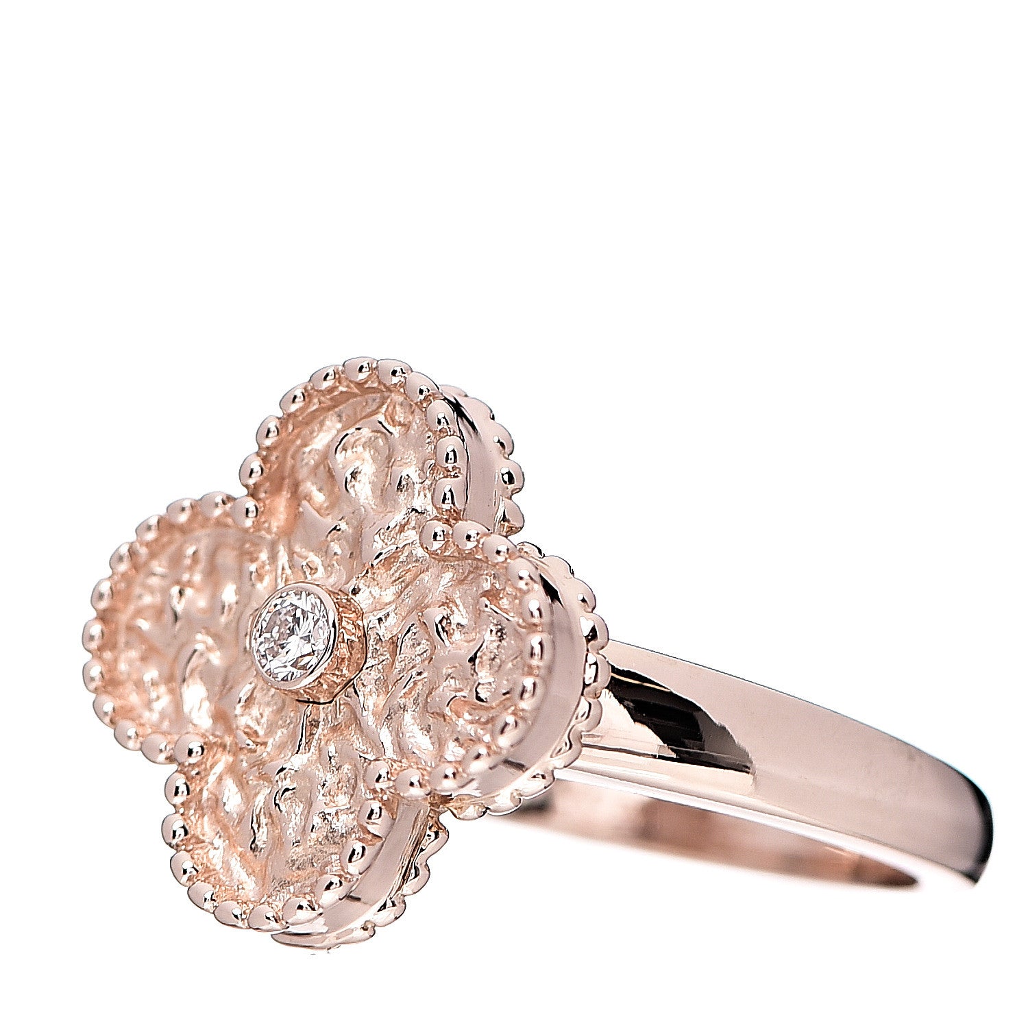 Van Cleef & Arpels 18K Rose Gold Diamond Vintage Alhambra Ring 52 6 2 of 6