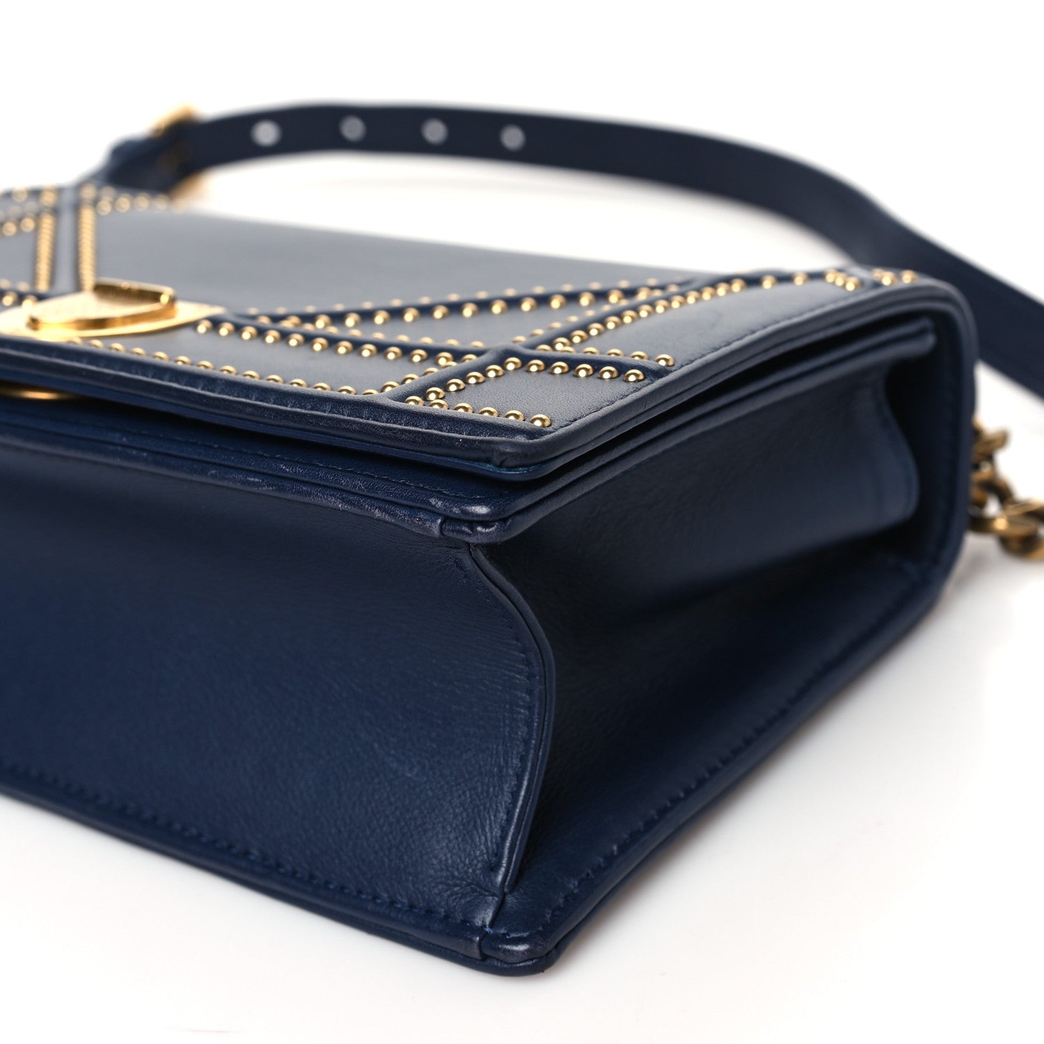 Christian Dior Lambskin Studded Medium Diorama Flap Bag Navy Blue 12 of 12
