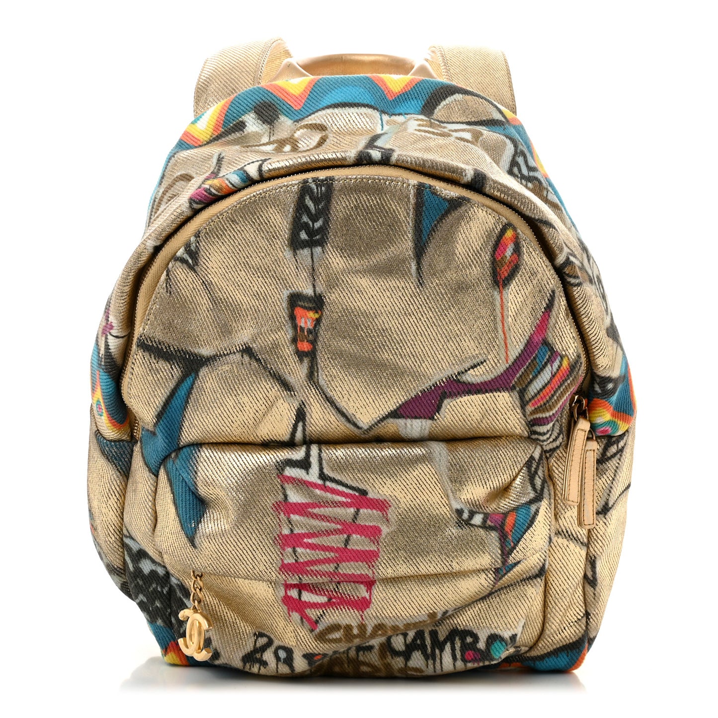 Graffiti Printed Canvas Street Spirit Backpack Multicolor