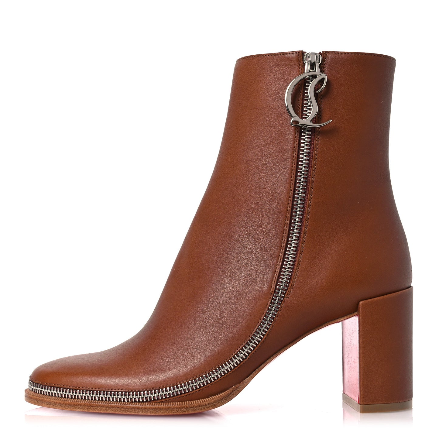 Calfskin CL Zip 70 Ankle Bootie 38 Brown