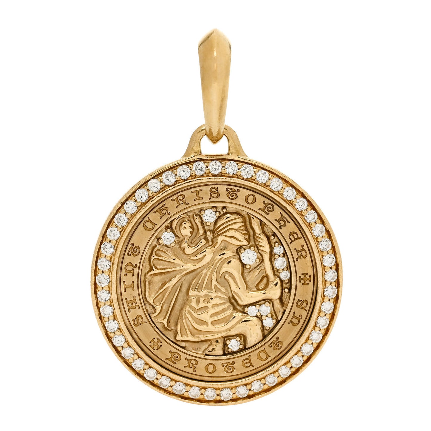 18K Yellow Gold Diamond St. Christopher Amulet Pendant