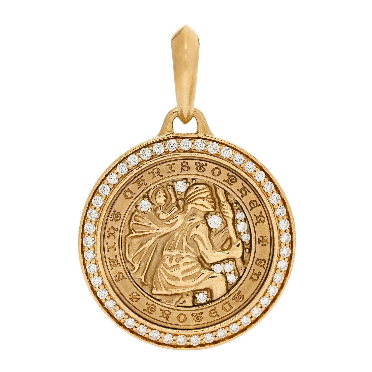 David Yurman 18K Yellow Gold Diamond St. Christopher Amulet Pendant 1 of 4