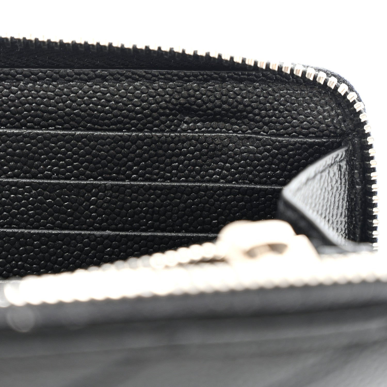 Saint Laurent Grain De Poudre Matelasse Chevron Monogram Zip Around Wallet Black 9 of 12