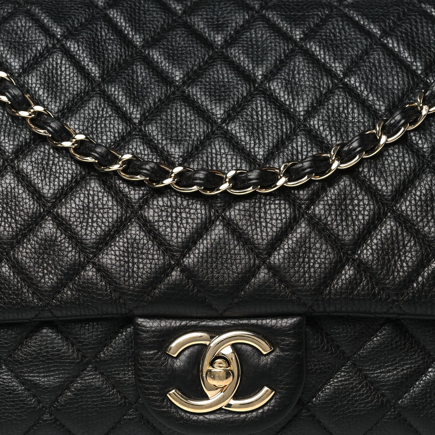 Calfskin Quilted XXL Travel Flap Bag Black