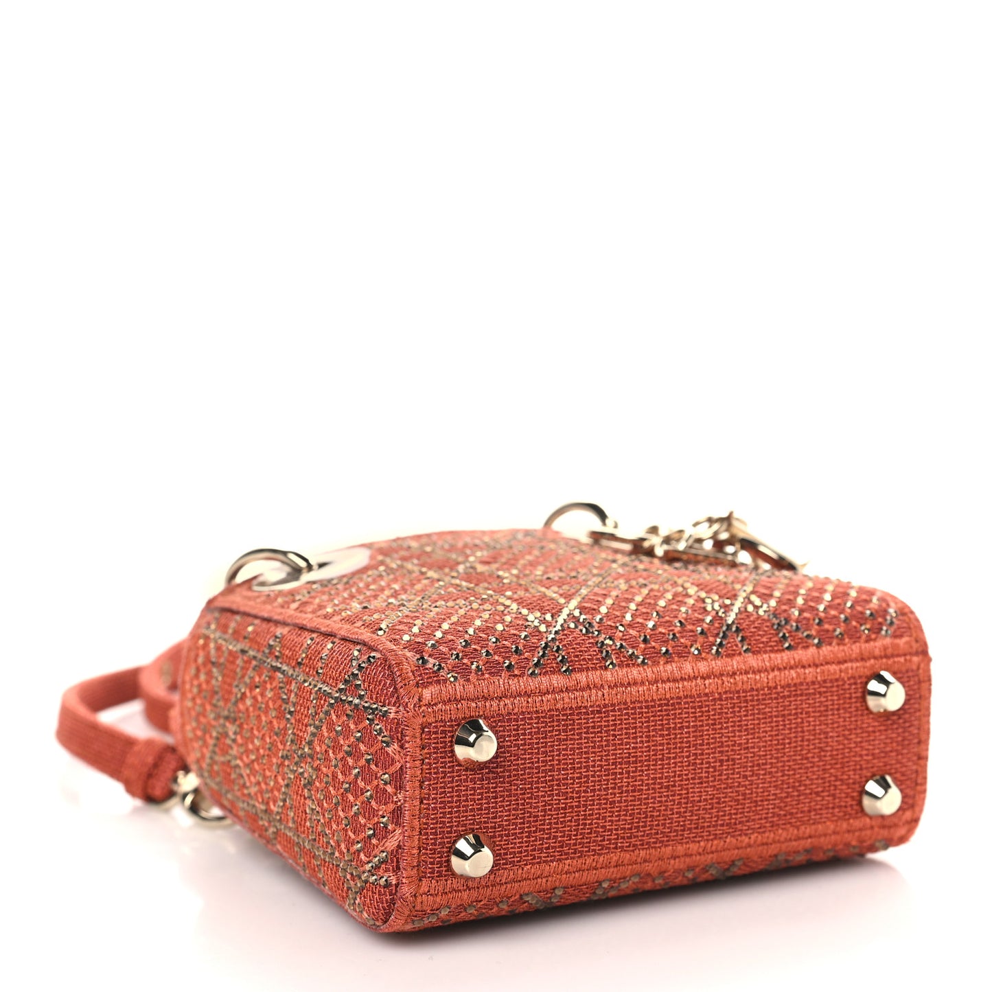 Canvas Cannage Crystal Beaded Embroidery Micro Lady Dior Orange