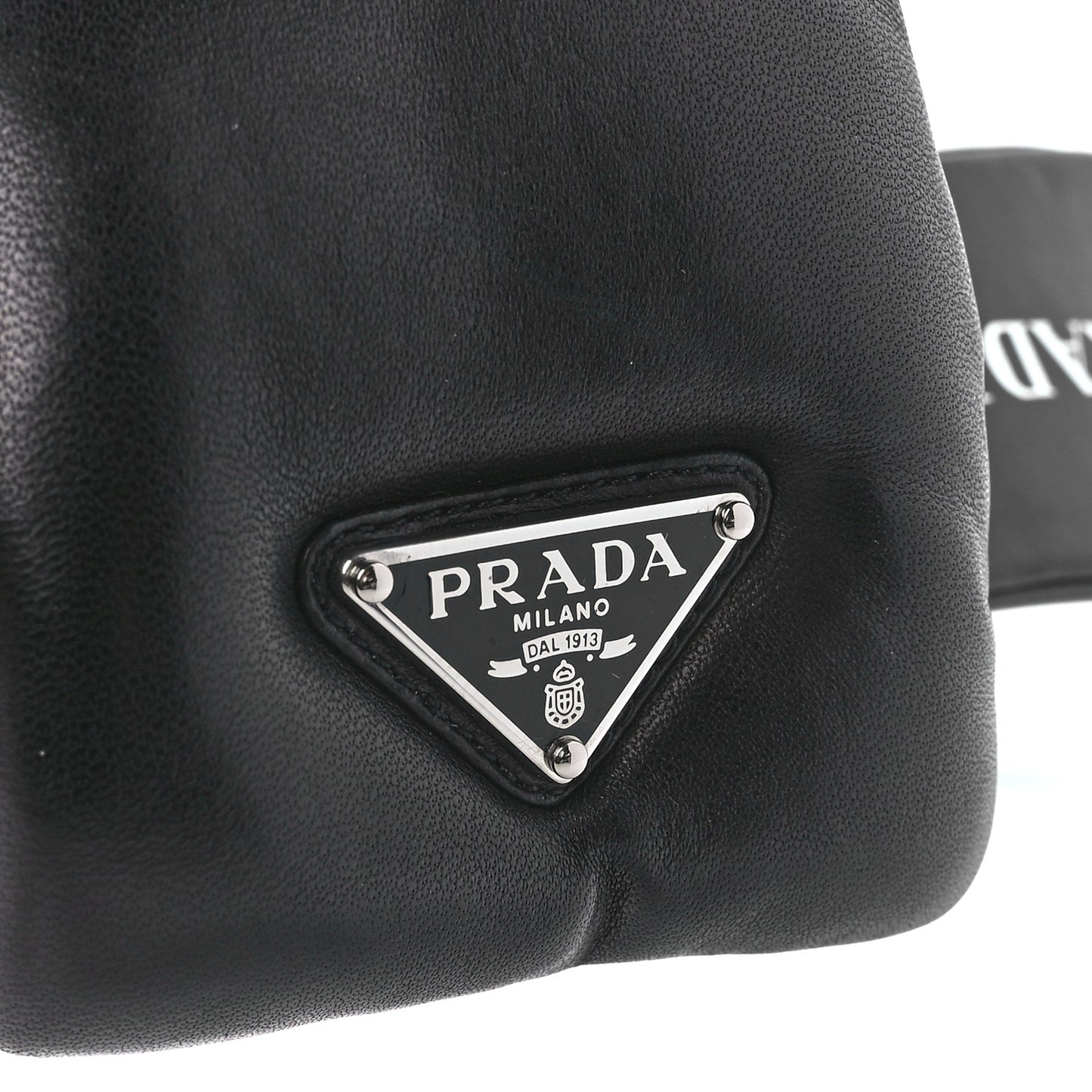 Nappa Soft Padded Metal Triangle Logo 65mm Slide Sandals 41 Black