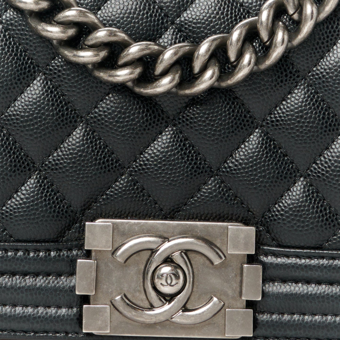 Caviar Quilted Small Boy Flap Black