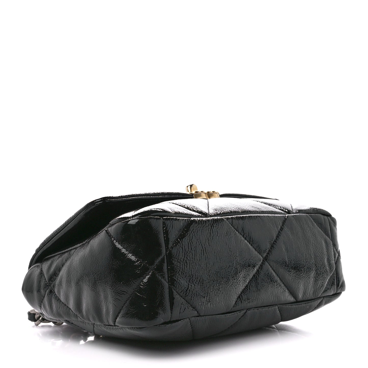 Shiny Crumpled Calfskin Quilted Medium Chanel 19 Flap Black