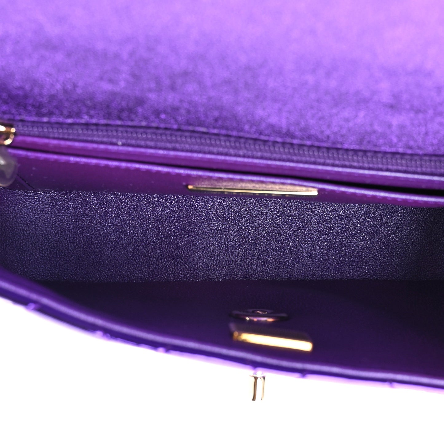 Mirror Calfskin Metallic Calfskin Quilted Hollywood Boulevard Mini Flap With Star Coin Purse Purple