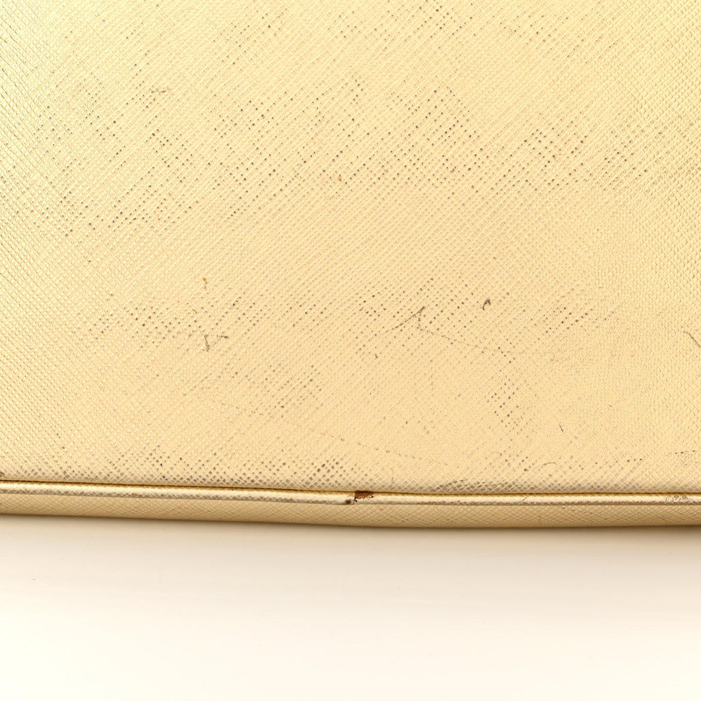 Metallic Saffiano Small Galleria Double Zip Tote Platino