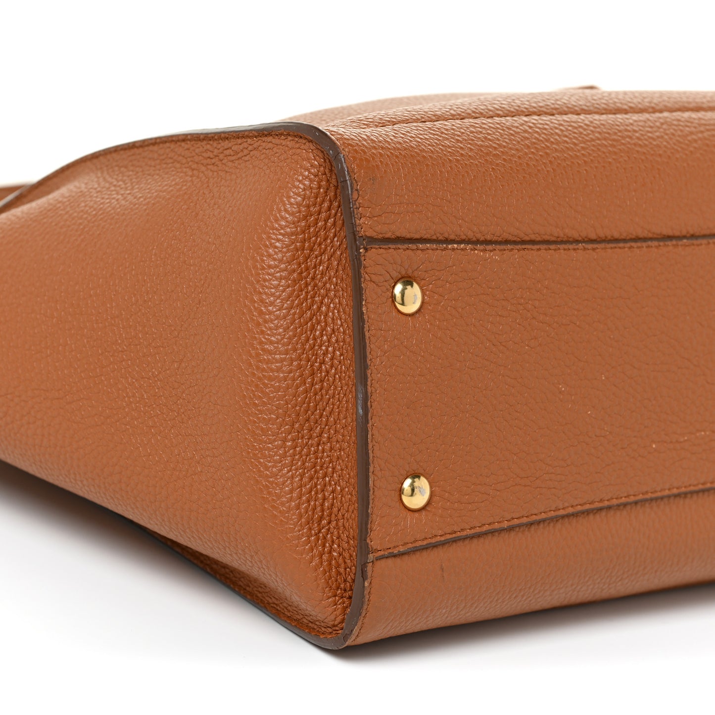 Hammered Calfskin Double Handle Amy Tote Chestnut