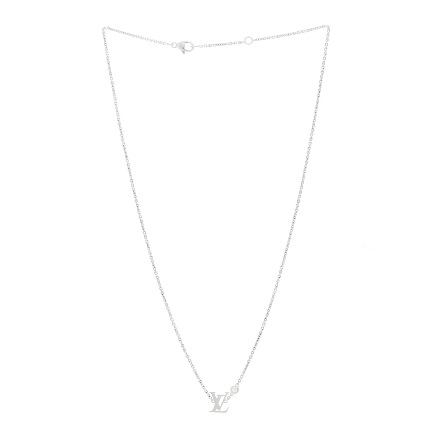 18K White Gold Diamond Idylle Blossom LV Pendant Necklace